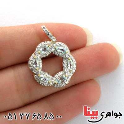 گردنبند آکوآمارین زنانه مانی ایتالیایی مدل بافت _کد:10607