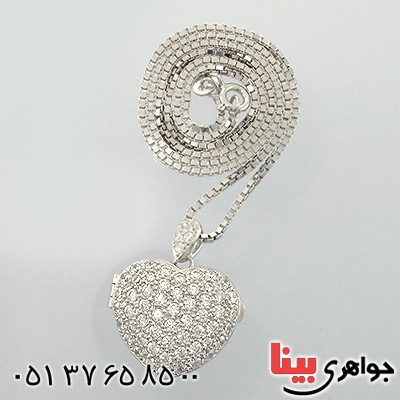 سینه ریز نقره نگین برلیان سوئیسی مدل قلب قاب عکسی _کد:1479