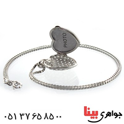 سینه ریز نقره نگین برلیان سوئیسی مدل قلب قاب عکسی _کد:1479