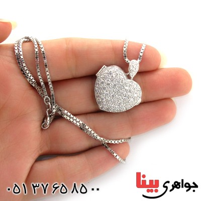سینه ریز نقره نگین برلیان سوئیسی مدل قلب قاب عکسی _کد:1479