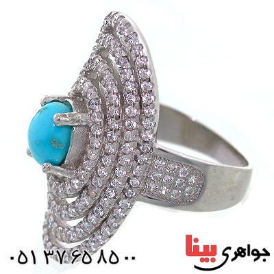 انگشتر فیروزه نیشابوری زنانه درشت _کد:10630