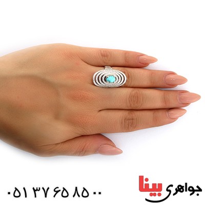 انگشتر فیروزه نیشابوری زنانه درشت _کد:10630