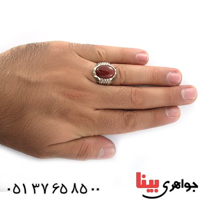 انگشتر عقیق قرمز مردانه درشت مدل آراد _کد:10631