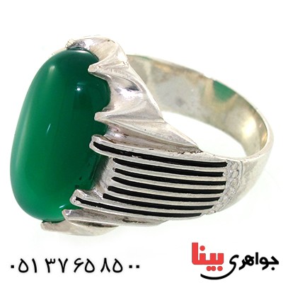 انگشتر عقیق سبز مردانه درشت مدل کیان _کد:10633