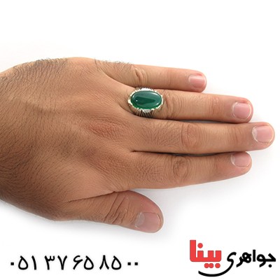 انگشتر عقیق سبز مردانه درشت مدل کیان _کد:10633