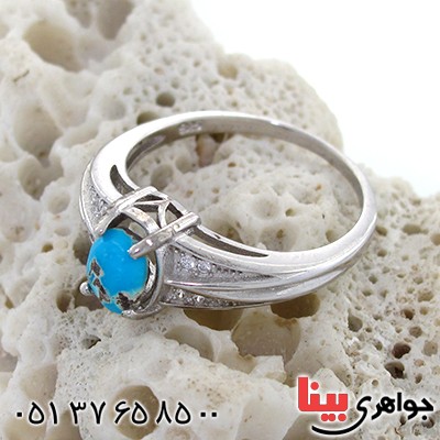 انگشتر فیروزه نیشابوری زنانه مدل توکا _کد:10636