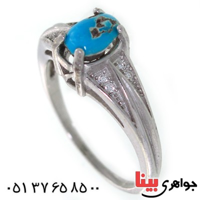 انگشتر فیروزه نیشابوری زنانه مدل توکا _کد:10636