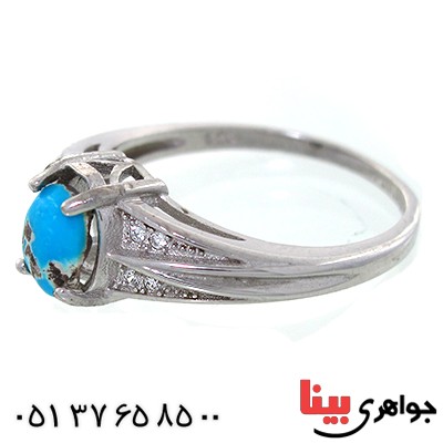 انگشتر فیروزه نیشابوری زنانه مدل توکا _کد:10636