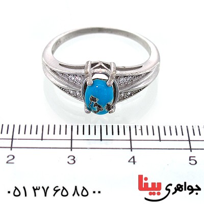 انگشتر فیروزه نیشابوری زنانه مدل توکا _کد:10636