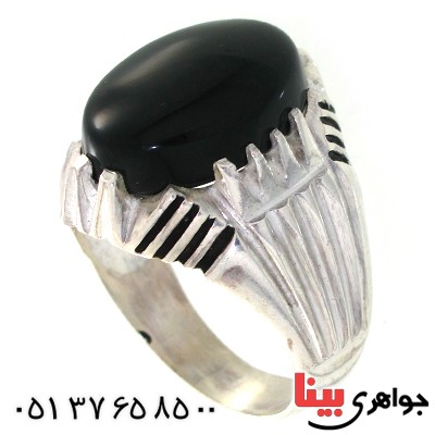 انگشتر عقیق سیاه (اونیکس) مردانه درشت مدل آراد _کد:10639