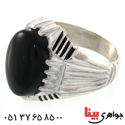 انگشتر عقیق سیاه (اونیکس) مردانه درشت مدل آراد _کد:10639