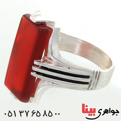 انگشتر عقیق قرمز مردانه درشت مستطیلی _کد:10641