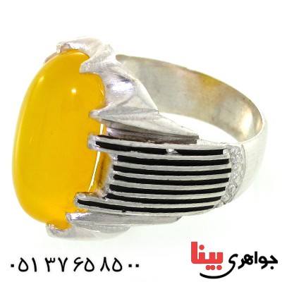انگشتر عقیق شرف الشمس مردانه درشت مدل کیان _کد:10643