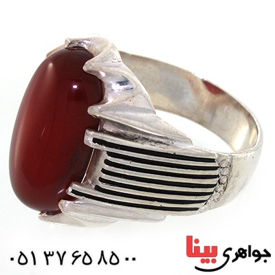 انگشتر عقیق قرمز مردانه درشت مدل کیان _کد:10647
