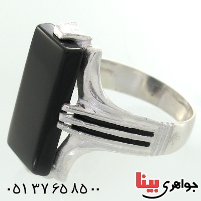 انگشتر عقیق سیاه (اونیکس) مردانه درشت مستطیلی _کد:10650