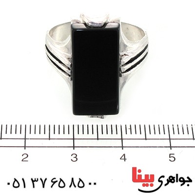 انگشتر عقیق سیاه (اونیکس) مردانه درشت مستطیلی _کد:10650