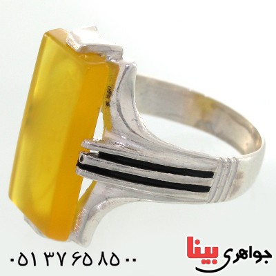 انگشتر عقیق شرف الشمس مردانه درشت مستطیلی _کد:10653