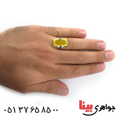 انگشتر عقیق شرف الشمس مردانه درشت مستطیلی _کد:10653