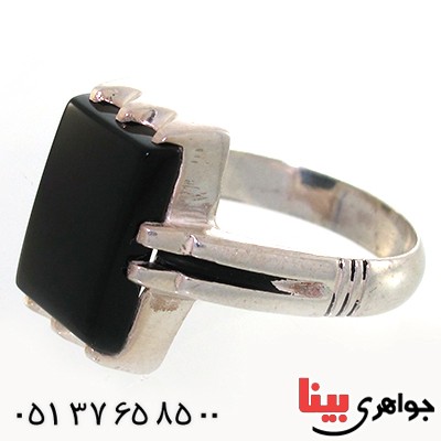 انگشتر عقیق سیاه (اونیکس) مردانه دور ساده _کد:10654