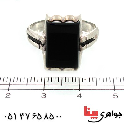 انگشتر عقیق سیاه (اونیکس) مردانه دور ساده _کد:10654