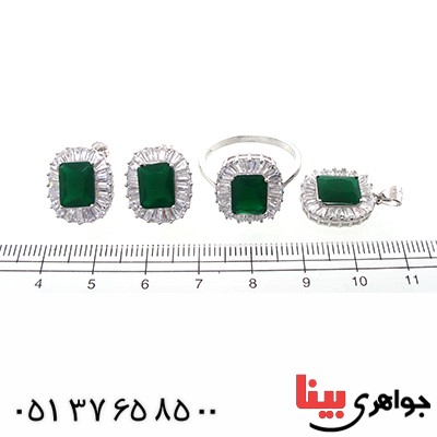 سرویس نقره زنانه نگین سبز مدل السا _کد:10658