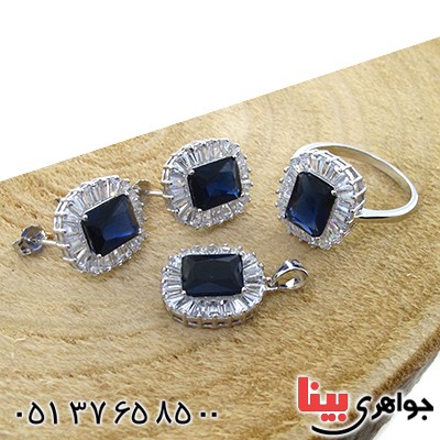 سرویس نقره زنانه نگین یاقوتی مدل آوا _کد:10659
