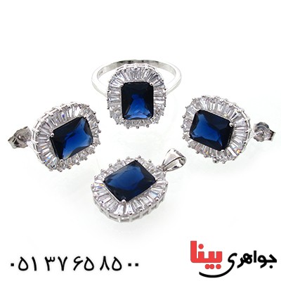 سرویس نقره زنانه نگین یاقوتی مدل آوا _کد:10659