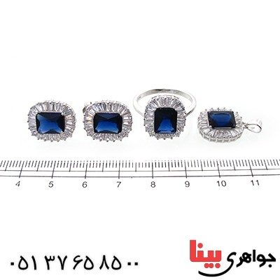 سرویس نقره زنانه نگین یاقوتی مدل آوا _کد:10659