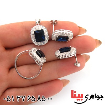 سرویس نقره زنانه نگین یاقوتی مدل آوا _کد:10659