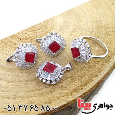 سرویس نقره زنانه نگین سرخ مدل شقایق _کد:10664