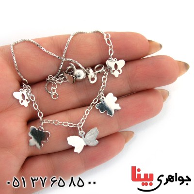 خلخال نقره (پابند) زنانه ایتالیایی مدل پروانه _کد:10668