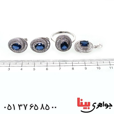 سرویس نقره زنانه نگین آبی کریستالی مدل سوزان _کد:10681