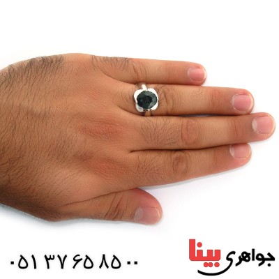 انگشتر یاقوت کبود مردانه درشت مدل آرمان _کد:10685