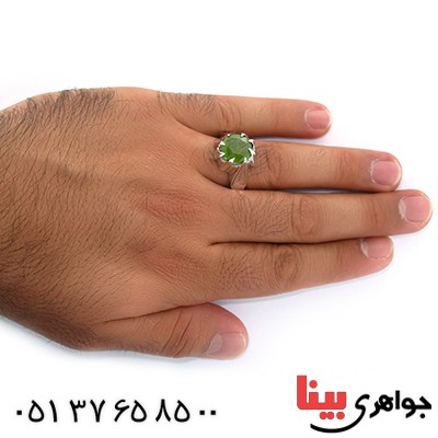 انگشتر زبرجد مردانه درشت مدل دور اشکی _کد:1482