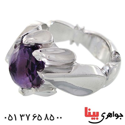 انگشتر آمتیست مردانه درشت مدل دور اشکی _کد:1484