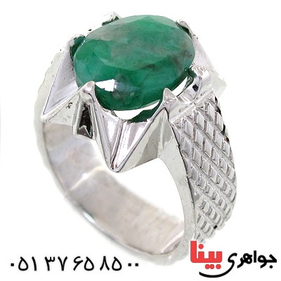 انگشتر زمرد آفریقایی مردانه درشت شکیل _کد:10687
