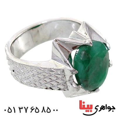 انگشتر زمرد آفریقایی مردانه درشت شکیل _کد:10687