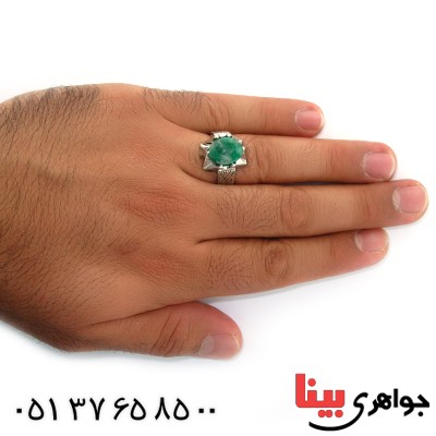 انگشتر زمرد آفریقایی مردانه درشت شکیل _کد:10687