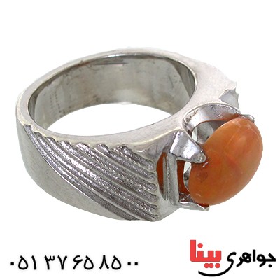 انگشتر اوپال آتشین مردانه کمیاب مدل شیاردار _کد:1485