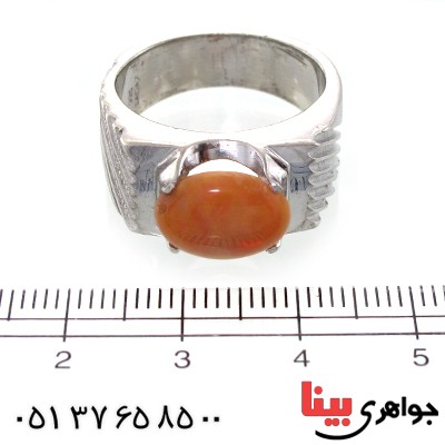 انگشتر اوپال آتشین مردانه کمیاب مدل شیاردار _کد:1485