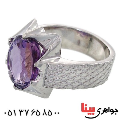انگشتر آمتیست مردانه درشت شکیل _کد:10690