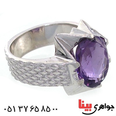 انگشتر آمتیست مردانه درشت شکیل _کد:10690