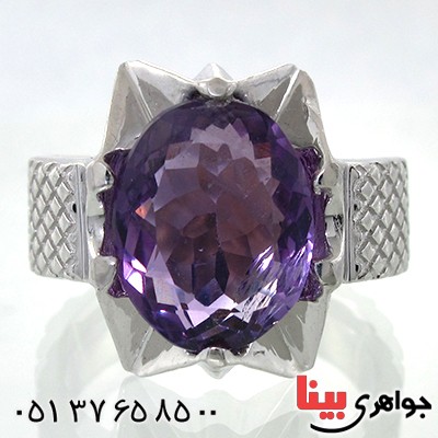 انگشتر آمتیست مردانه درشت شکیل _کد:10690
