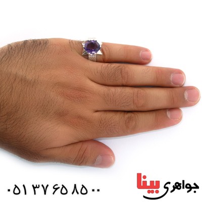 انگشتر آمتیست مردانه درشت شکیل _کد:10690