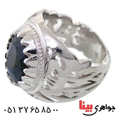انگشتر یاقوت کبود مردانه درشت مدل حرم _کد:10691