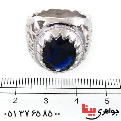 انگشتر یاقوت کبود مردانه درشت مدل حرم _کد:10691