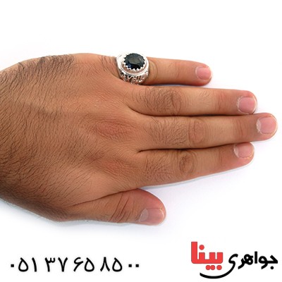 انگشتر یاقوت کبود مردانه درشت مدل حرم _کد:10691