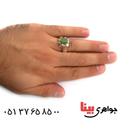 انگشتر زبرجد مردانه مدل دور اشکی _کد:10692