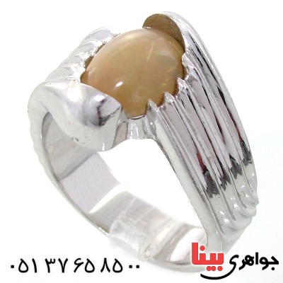 انگشتر اوپال هفت رنگ مردانه خوشرنگ _کد:10693