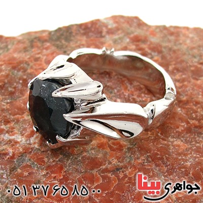 انگشتر یاقوت کبود آفریقایی مردانه درشت مدل دور اشکی _کد:10696